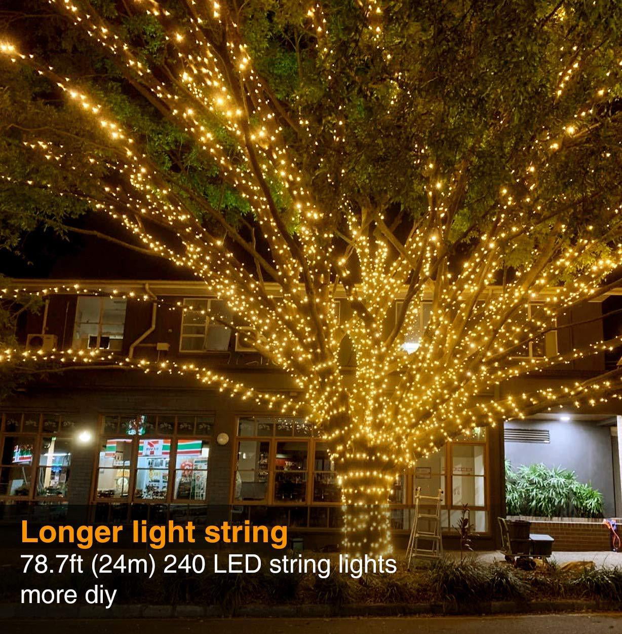 Cool White Gate 24m 240 LED Solar String Lights Garden 8 Modes Copper Wire Fairy Lights Decorative String Lights for Patio Kolpop Solar Fairy Lights Outdoor Yard Party Decoration Wedding