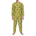 thumbnail image 3 of Susaid Roosters And Sunflowers Print Men's Long Sleeve Pajama Set, Two-Piece Button-Down Loungewear PJs Set, Comfortable Sleepwear for Relaxation-Large, 3 of 7