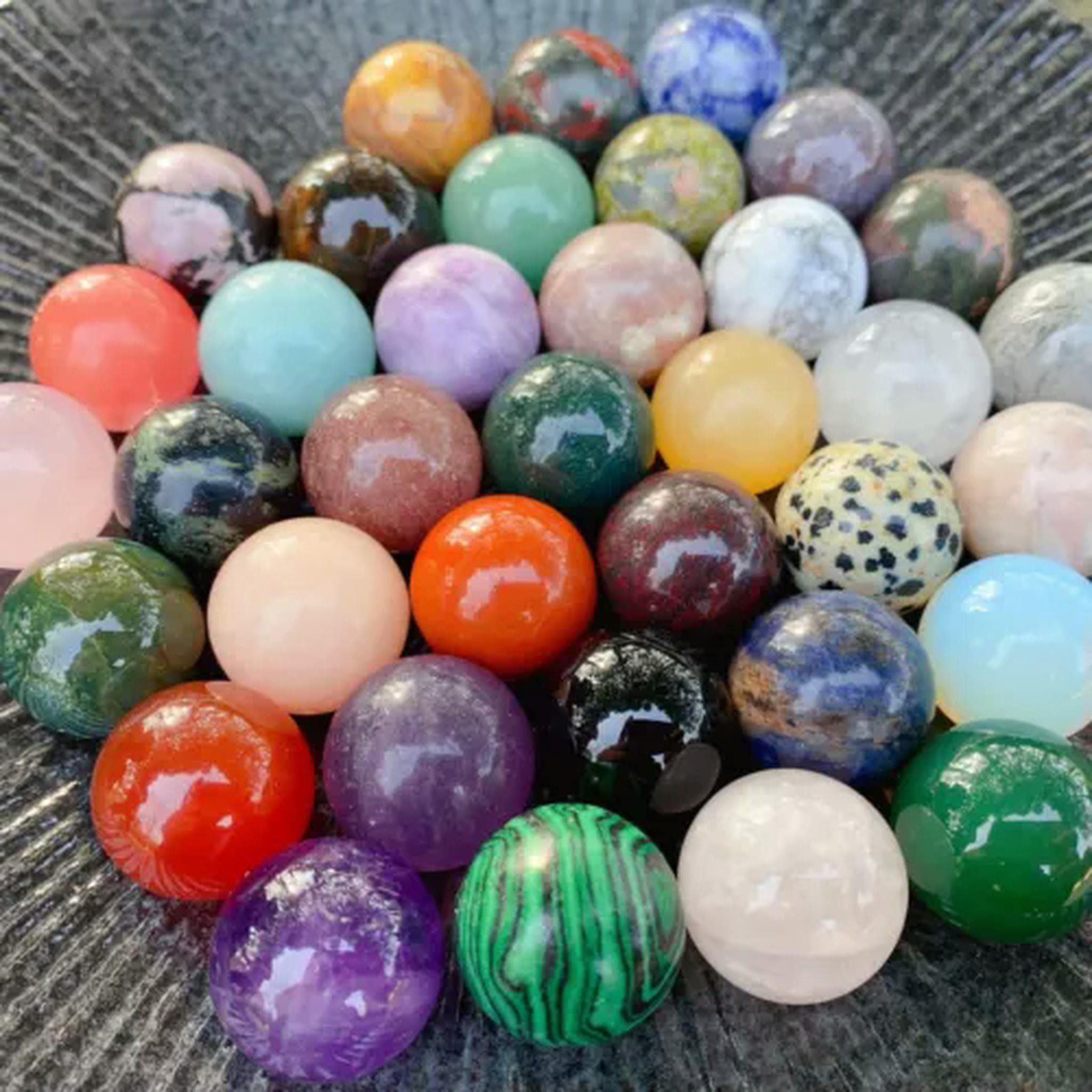 EOEMY Wholesale Mixed Natural Quartz Crystal Sphere Reiki Healing Energy Beads-10mm-50Pcs