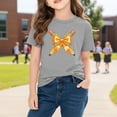 thumbnail image 4 of Kids Girl Graphic T-Shirt | Girls Cotton Short Sleeve Tee with Cute Pencil Print | Soft Casual Crewneck Top for Kids & Little Kid in Gray,Size 7 T, 4 of 9