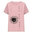 thumbnail image 3 of Birdeem Blouses pour Femmes Été Col Rond Manches Courtes Mode Décontractée Imprimé Bouton Haut T-Shirt, 3 of 9