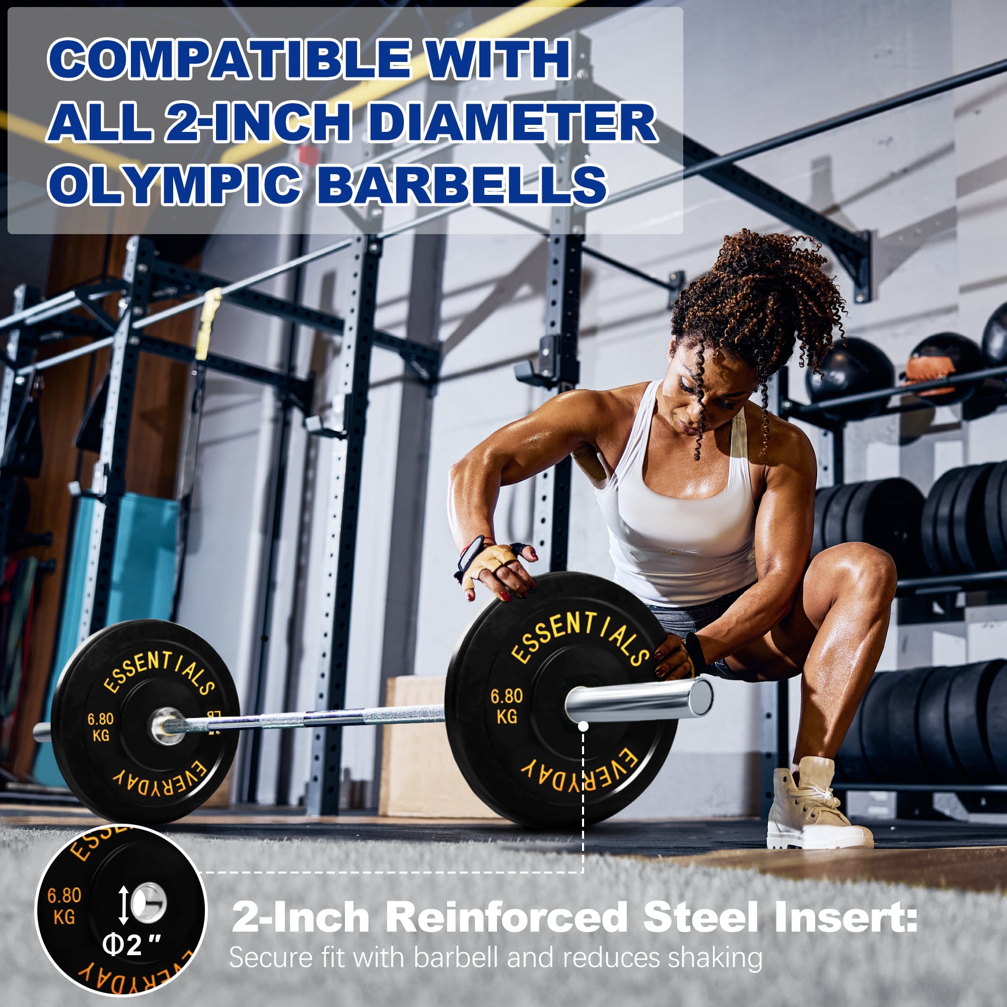 BalanceFrom Olympic Bumper Plate Weight Plate with Steel Hub, Black, 15 lbs Single