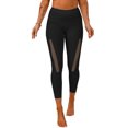 thumbnail image 4 of ABPHQTO Leggings deportivos de yoga de cintura alta con empalme lateral de malla negra para mujer con bolsillo para teléfono, 4 of 5