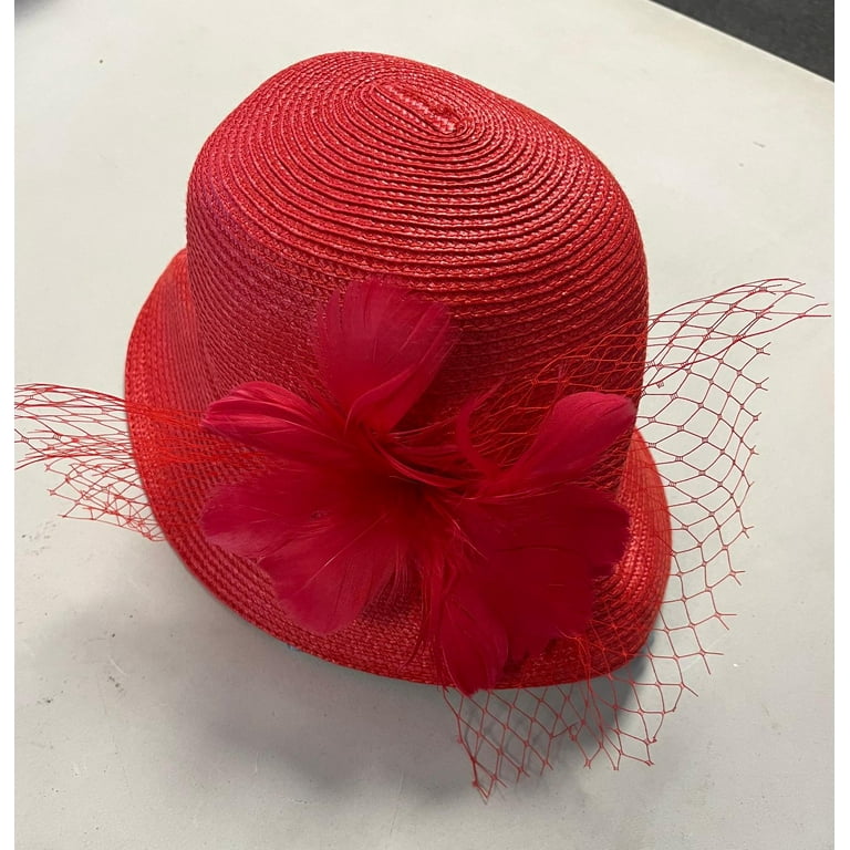 August Hat Company Cloche W feather And Net Red Walmart