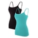 thumbnail image 1 of Cami Correa de espagueti ajustable para mujer construida en sujetador camisetas sin mangas 2 Pack Size T S, 1 of 7