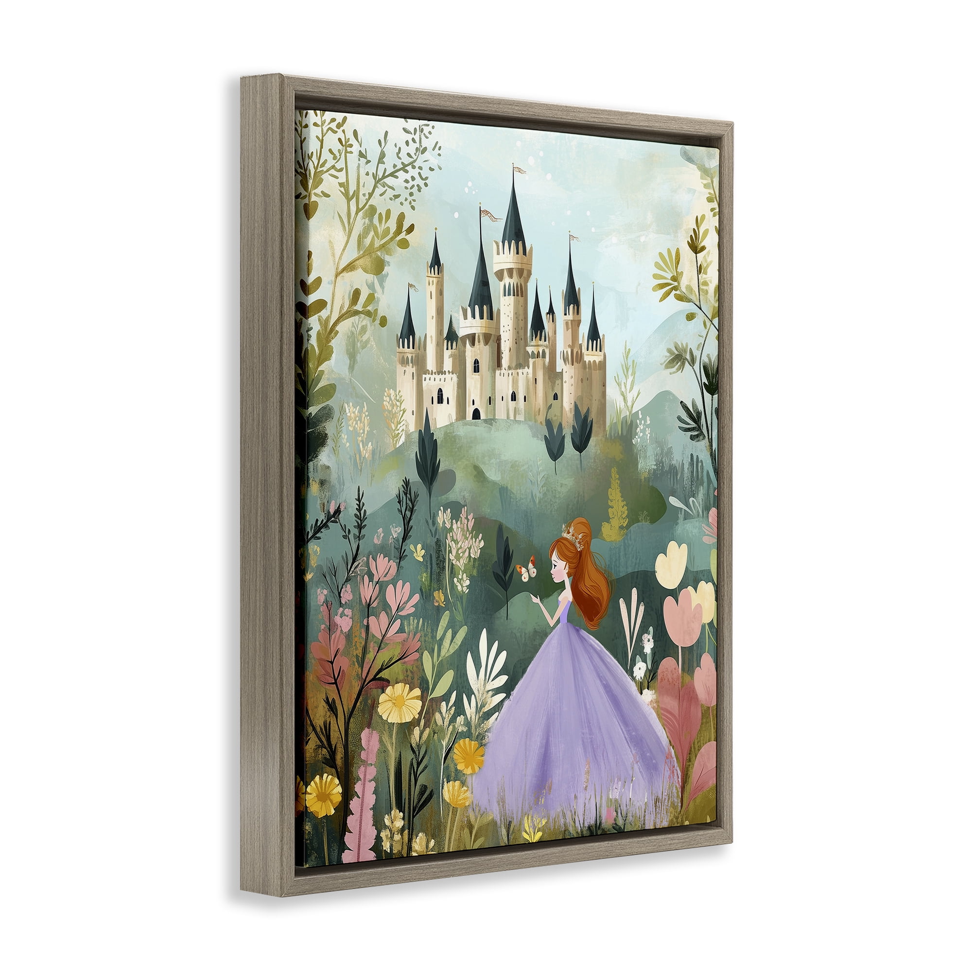 Stupell Industries Princess Day Out Brown Framed Floater Canvas Wall Art, design by Christine Simpson Art