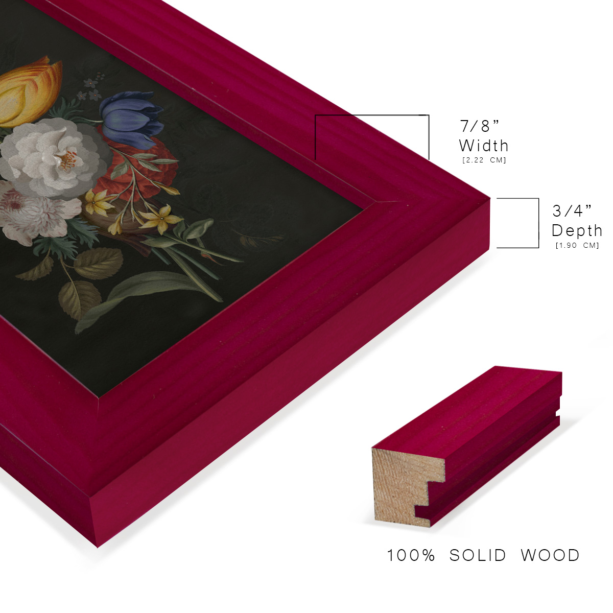 Dramatic Bouquet III -Framed Print w/glass-Cherry Red