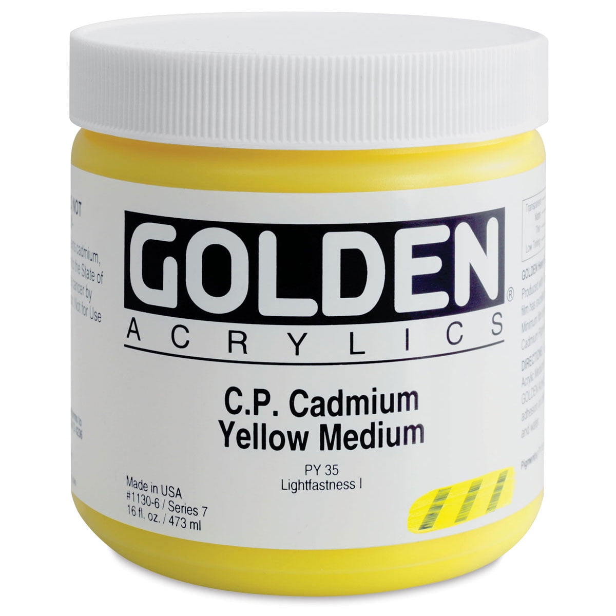 Golden Heavy Body Artist Acrylics - Cadmium Yellow Medium, 16 oz Jar