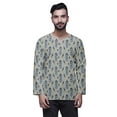 thumbnail image 1 of Atasi Cotton Slub Long Sleeve Kurta For Men Keyhole Neck Ethnic PrintedShirt, 1 of 1