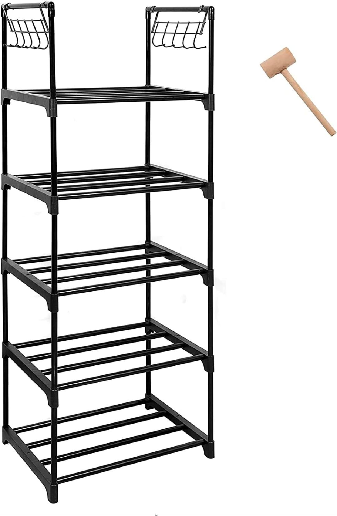 5Tier Shoe Rack, Small Metal Shoe Stand Organizer for Entryway