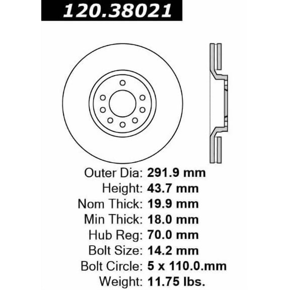 Centric Parts Disc Brake Rotor P/N:121.38021