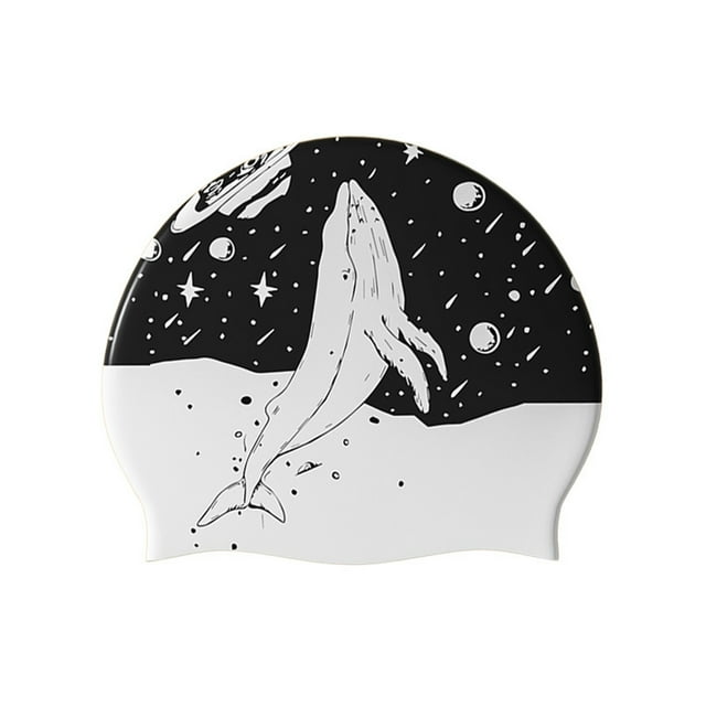 CSChome Chapeau de Natation Adulte Haute Élasticité Chapeau de Natation Confortable à Porter Imprimé Double Face Imperméable en Silicone Chapeau de Piscine