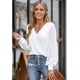thumbnail image 1 of Blusas de mujer con escote en V, mangas largas de encaje, camisa elegante, 1 of 6