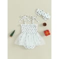 thumbnail image 4 of Arvbitana Infant Baby Girls 0-18M Christmas Romper Dress Sleeveless Cane/Christmas Tree Print Mesh Tulle Slip Bodysuits with Headband Newborn Cute Clothes, 4 of 8