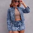 thumbnail image 4 of 2 Piece Denim Skirt Set for Women Y2K Long Sleeve Zipper Jean Jacket Top Mini Skirt Bodycon Set Two Piece Outfits, 4 of 6