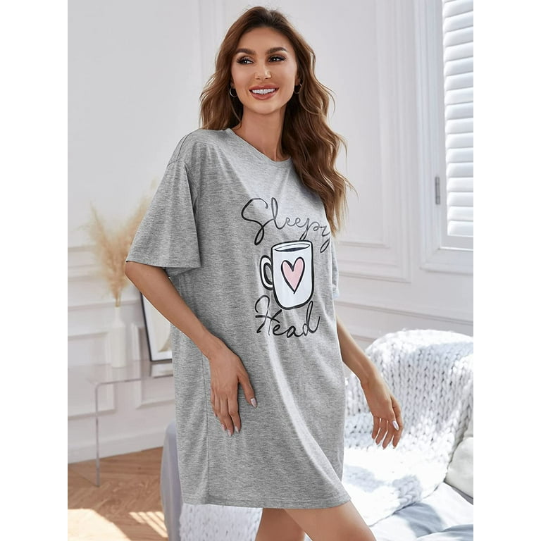 Floerns Women's Funny Lingerie Nightgown Cute Print Tshirt Sleepdress :  : Clothing, Shoes & Accessories