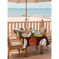 thumbnail image 2 of 60x102 Inch Outdoor Tablecloth with Umbrella Hole Zipper Rectangle Brown Balls Rectangular Tablecloths Outside Waterproof Baseball Tennis Basketball Football Patio Table Cloth Cover for Picnic Party, 2 of 8