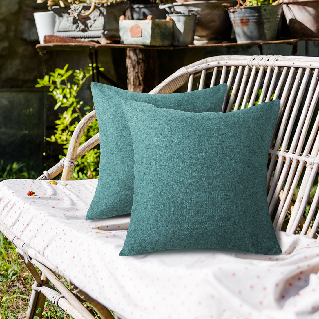 Unique Bargains 2-Pack Solid Waterproof Decorative Throw Pillow Covers Green 20" x 20"