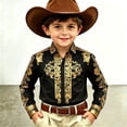 thumbnail image 2 of Wxolcjlv Boys Floral Buttons Up Shirt Western Cowboy Turn Down Collar Long Sleeve Shirt, Sizes 4-13, 2 of 4