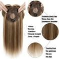 thumbnail image 2 of Benehair 100% Remy Human Hair Extensions Clip In Hairpiece Toupee Topper With Bang Mono Base for Women Highlight Blonde 150% 10*12cm, 2 of 11