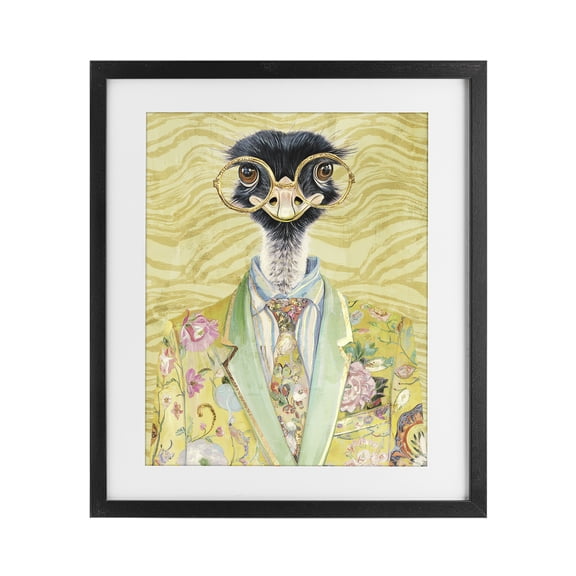 Stupell Industries Dandy Ostrich Portrait Black Framed Print Under Glass, design by Svetlana Aleynikova