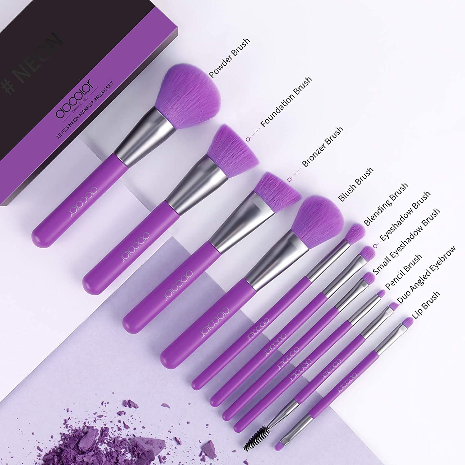 Essential Eye Set (Neon Brush Set) - 10 Eye Makeup Brushes – SUVA Beauty