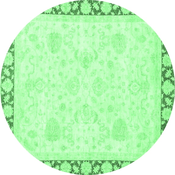 Ahgly Company Indoor Round Abstract Emerald Green Modern Area Rugs, 3' Round
