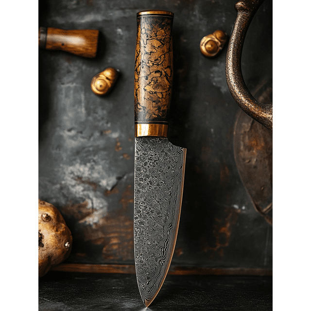 Qisvanset Framed Canvas Wall Art 12x16 Inch Engraved Chef Knife Father Day Christmas Gift Decor