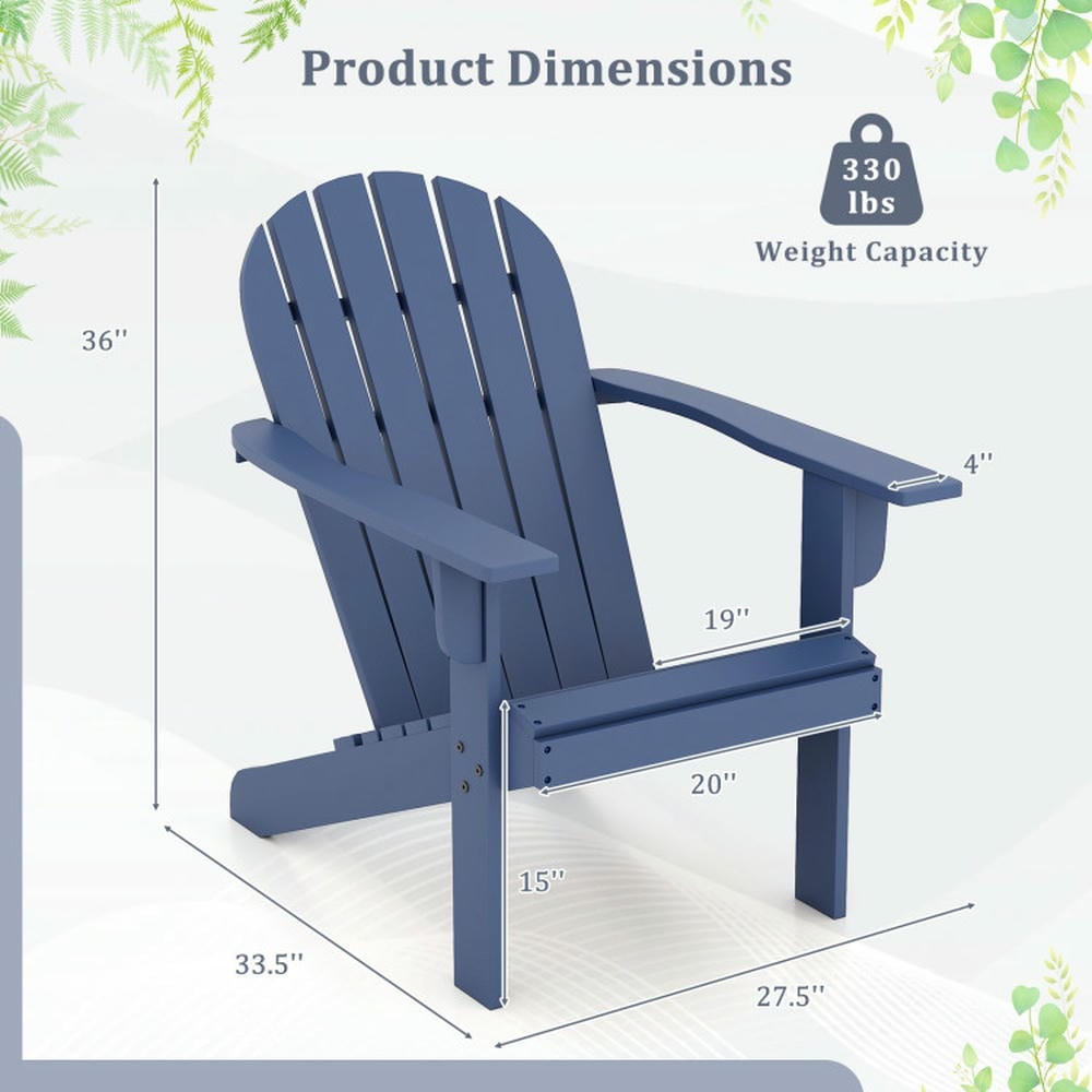 Topcobe Acacia Wood Lounge Patio Adirondack Chair with Inclined Seat, Outdoor Patio Furniture for Porch Balcony Garden Backyard-Blue