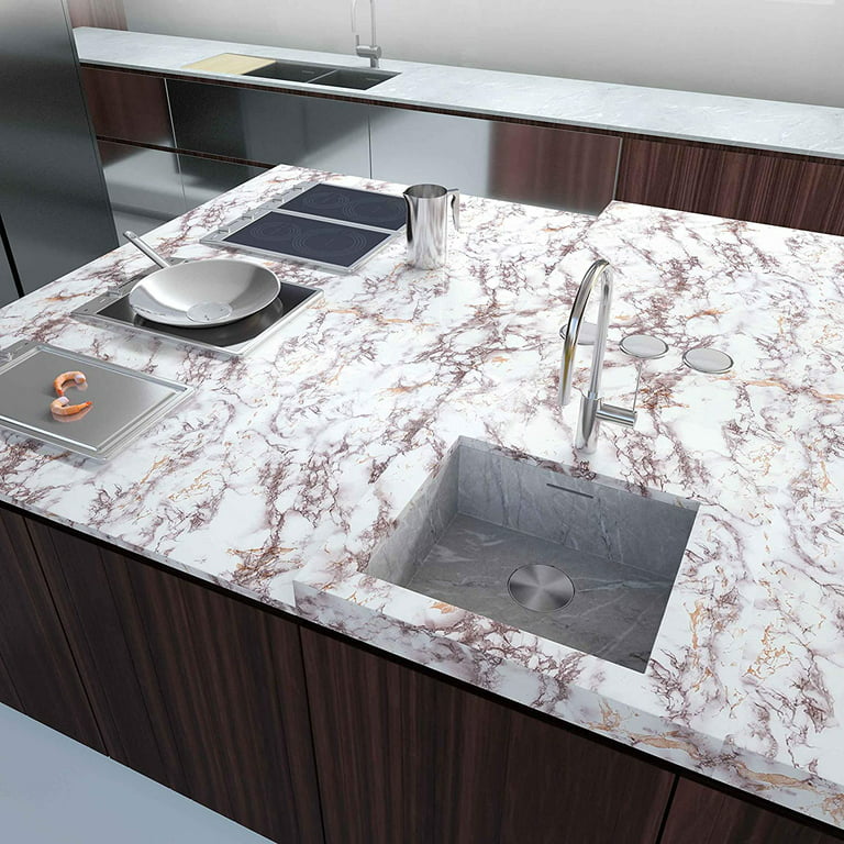 VEELIKE Faux Marble Counter Top Covers Peel and Stick Wallpaper