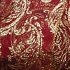 Shimmering Burgundy Sheer Ornamental Print Wired Craft Ribbon 2.5" x 20 Yards