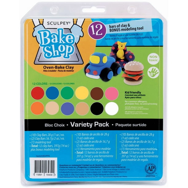 Set de arcilla polimérica Sculpey Bake Shop de 12 colores con herramienta