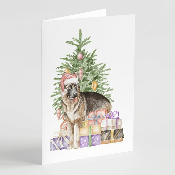 Carolines Treasures CK8237GCA7P German Shepherd Christmas Presents and Tree Greeting Cards and Envelopes Pack of 8 7 x 5