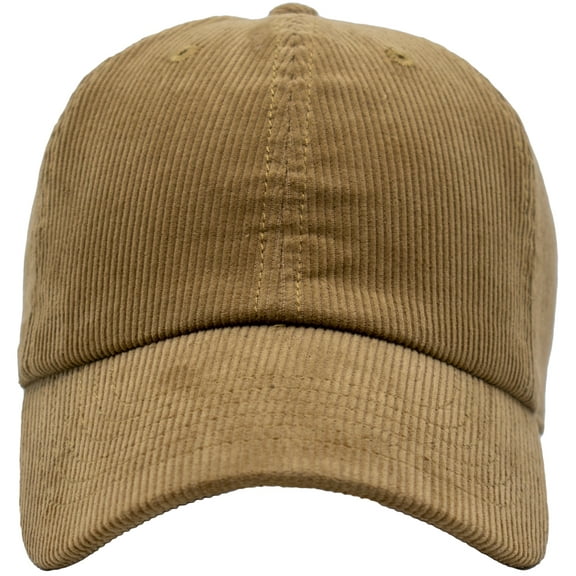 Classic 6-Panel Corduroy Cotton Baseball Unisex Cap With Adjustable Brass Buckle (Tan)