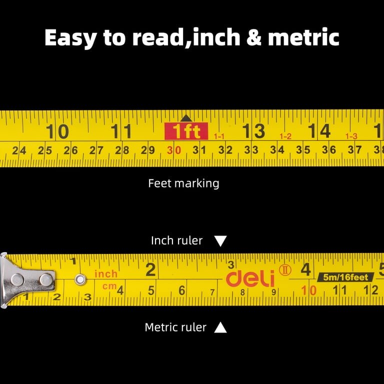 Deli 25 Ft Retractable Tape Measure, Self-Locking photo 7