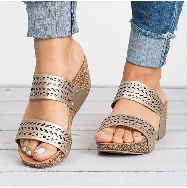 Sandalias de mujer de tacón alto con cuña estilo verano, cómodas, fáciles de combinar, talla 34-43