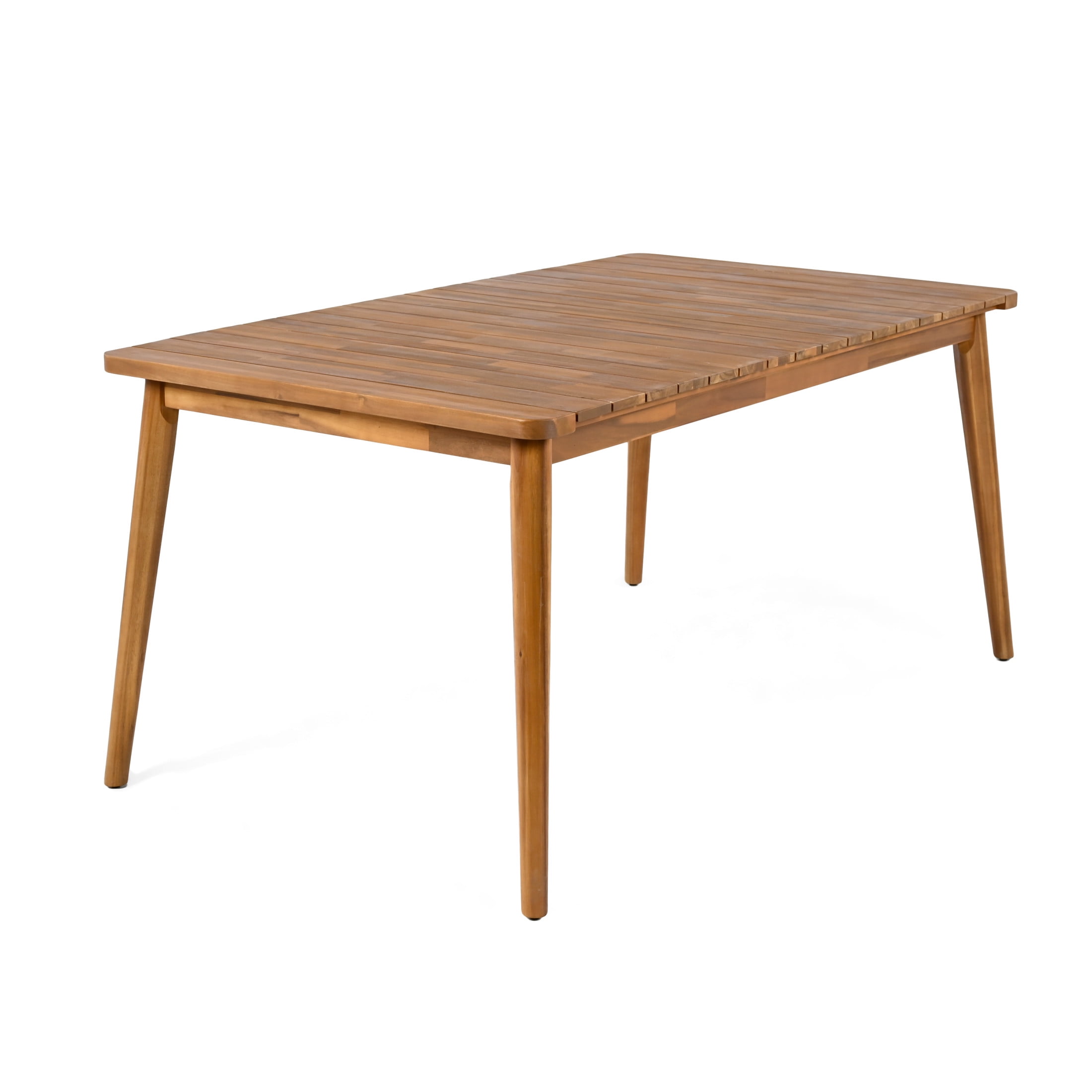 Christopher Knight Home Farmhouse 63" Outdoor Dining Table, Solid Wood Frame, Seats 6, Teak Finish