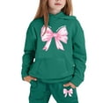 thumbnail image 3 of WOYY Toddler Girls Bow Sweatsuit Casual Hoodie Sweatpants Outfits, Sizes 4-5T, 3 of 3