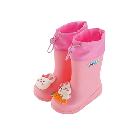 

Bellella Boys Girls Rain Boot Waterproof Garden Shoes Cartoon Rubber Boots Cute Rainboot Walking Outdoor Pink Rabbit Drawstring 9C