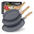thumbnail image 1 of Set de 3 Piezas de Sartén Antiadherente de Mármol Cookify (Gris, 20 cm, 24 cm y Crepera 28 cm), 1 of 8