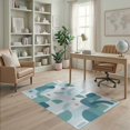 thumbnail image 2 of ODIKA 4'x6' Blue Teal Abstract Geometric Rounded Forms Washable Area Rug Modern Overlapping Shapes Minimalist Scandinavian Pet Friendly, Non-Shedding for Bedroom, Reading Nook, 2 of 7