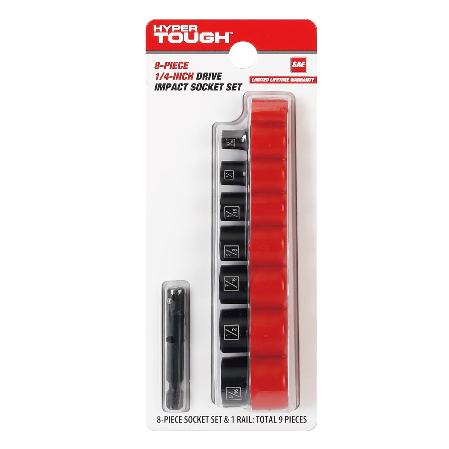 Hyper Tough 8-Piece 1/4-inch Drive Impact Socket Set (SAE)