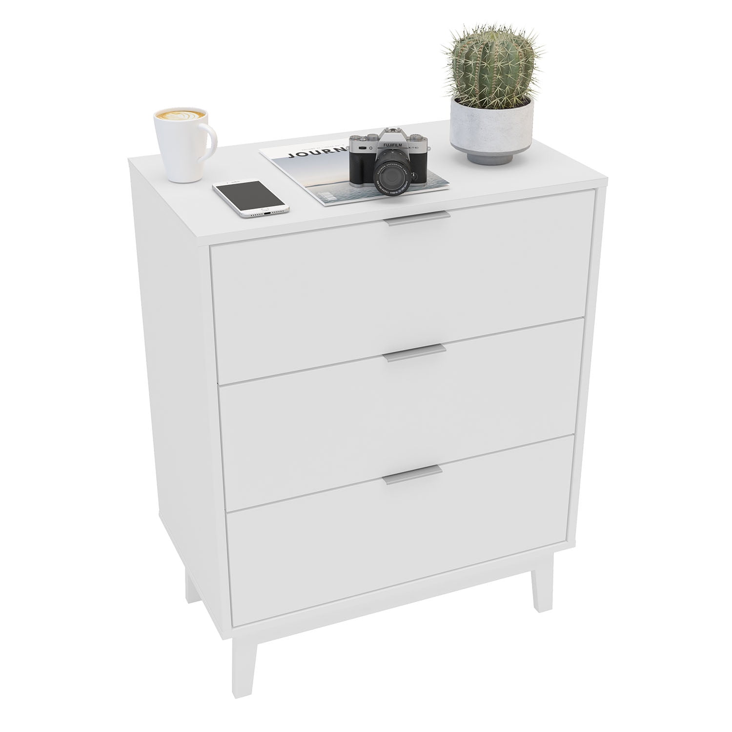 Polifurniture Victoria Modern 3 Drawer Wood Dresser, White