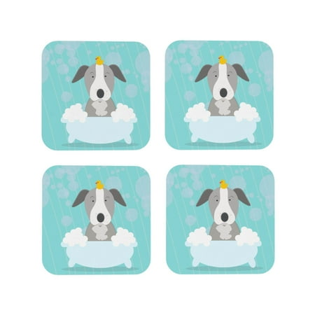 

Kdxio Dog In Bathtub Funny Coasters 4 Pcs Leather Coasters Housewarming Gifts Protect Furniture from Water Marks Scratch and Damage