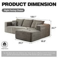 thumbnail image 3 of LIAROO 108" Modular Sectional Sofa, Cloud Boneless Couch with Deep Seats and Chaise, Modern Upholstered L-Shape Couch for Living Room or Bedroom, No Assembly Required, 3 of 13
