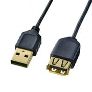 Sanwa Supply Ultra-thin USB Extension Cable (AA Female Extension Type) KU-SLEN25BKK Black