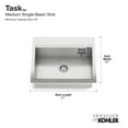 thumbnail image 2 of Kohler K-80086-2Pc Task 27" Undermount Single Basin Stainless Steel Kitchen Sink, 2 of 2