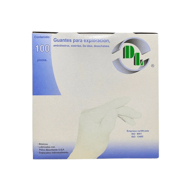 GUANTE DE LATEX P/EXPLORACION ESTERIL MEDIANO C/100PZ