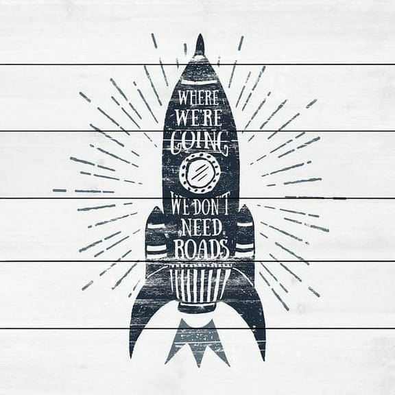 No Roads Needed Painting Print on White Wood