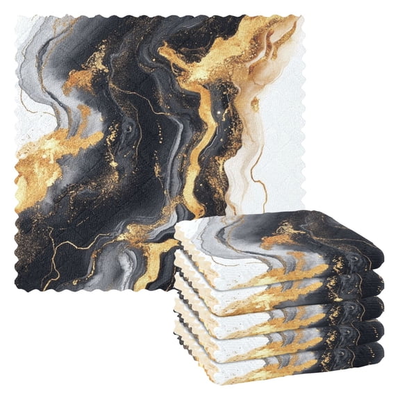 6 Pieces of Kitchen Towels 11x11Inch Kitchen Dish Cloths Kitchen Dish Towels Reuseable Cleaning Cloths Black Marble